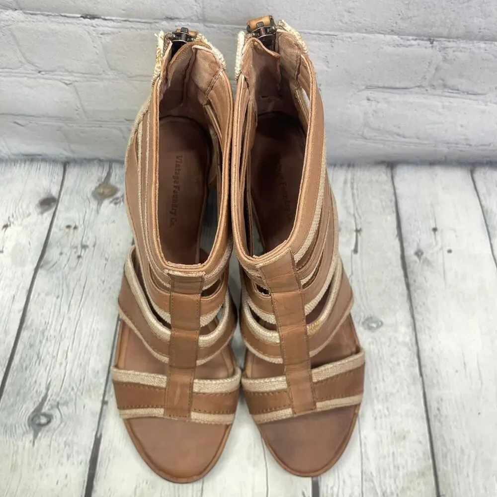 Vintage Foundry Co Fisherman Cage Sandals Women’s 11 Leather Block Heel